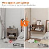 Homode Floating Nightstand, Wood Floating Bedside Table with Cable Hole, 2 Tier Wall Mounted Nightstand, Hanging Night Stand Wall Shelves for Bedroom Living Room Bathroom Kitchen, Rustic Brown Homode