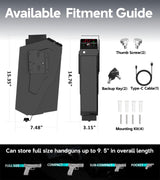 QINGENO Quick-Access Mounted Nightstand Handgun Gun Safe, Drop Down Auto Open Lid Smart Pistol Safe with Biometric Lock/Keypad Lock/Key Lock (QG8002F Biometric) QINGENO