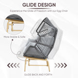 Belord Double Egg Chair Outdoor Glider Loveseat, 550LBS Weight Capacity Wicker Patio Rocking Egg Chairs, Handwoven Rattan Porch Furniture Glider Loveseat for Patio Deck Balcony Sunroom Belord