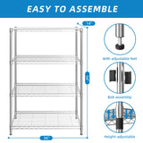Guan River 4-Shelf Adjustable Metal Shelf Wire Shelving Unit Storage Rack Display Shelf for Office,Kitchen,Bedroom,Bathroom,Laundry,Pantry Basement,Garage(Chrome,36" L x 14" W x 54" H) Guan River