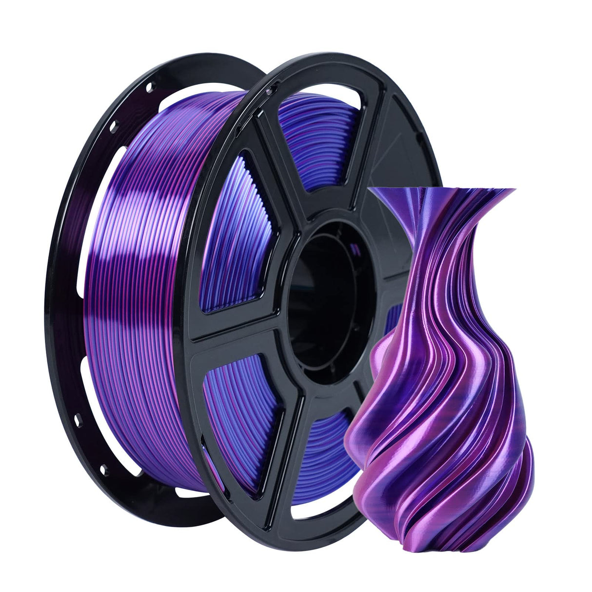 FLASHFORGE Silk Dual Color Filament, Blue and Rose 2 in 1 Coextrusion Silk PLA Filament 1.75mm, 3D Printer Filament Color Change 1kg(2.2lbs) Spool, Dimensional Accuracy +/- 0.02mm FLASHFORGE