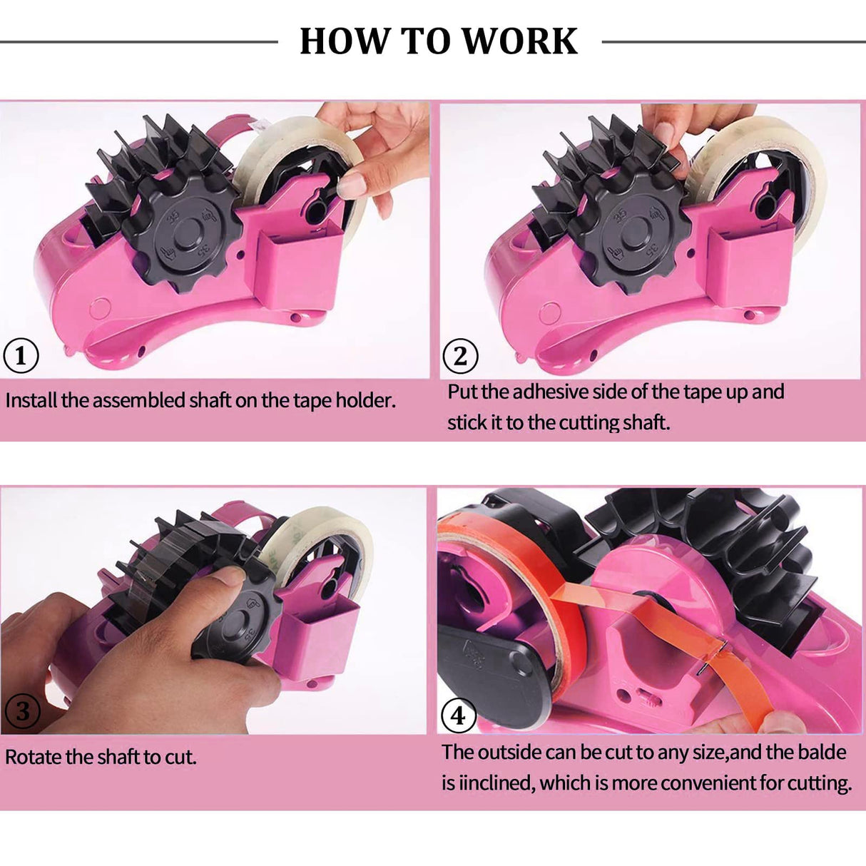 Pink Heat Tape Dispenser Sublimation - Multiple Roll Cut Heat Tape Dispenser 1" & 3" Core Double Reel Cores Sublimation for Heat Transfer Tape, Semi-Automatic Tape Dispenser with Compartment Slots Enskatec