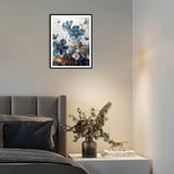 MjhRcll Floral Stamped Cross Stitch Kits, Blue Flowers Cross Stitch Ornament Kits for Adults Beginners, Counted Embroidery Needlepoint Kits Home Decor 12x16 Inch MjhRcll