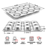 TeamFar 12-Cup Muffin Pan, Stainless Steel Cupcake Pans Muffin Tin Set for Oven Baking Mini Brownies Quiches Tarts, Non Toxic & Regular Size, Dishwasher Safe – Set of 2 TeamFar