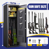 8-12 Gun Safe for Rifles and Pistols,Biometric Fingerprint Lock,No Assembly Required,Fireproof Gun Safe for Home with Removable Gun Shelf,Alarm System,Silent Mode (57"H × 12"D × 14"W) ZZXCBB