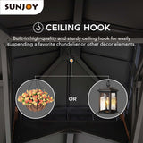 Sunjoy 12 x 12 ft. Hardtop Gazebo 2-Tier Wooden Frame Outdoor Gazebo with Ceiling Hook for Patio, Backyard, and Garden, Brown Sunjoy