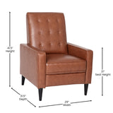 Flash Furniture Erza LeatherSoft Button Tufted Pushback Recliner, Mid-Century Modern Recliner Chair for Residential and Commercial Use, Cognac Brown Flash Furniture