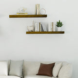 ROGMARS 36 Inches Long Walnut Floating Shelves,Rustic Solid Wood Farmhouse Wall Shelves with Invisible Brackets for Bathroom, Living Room, Bedroom, Kitchen Set of 2 ROGMARS