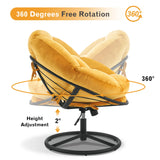 MCombo Swivel Papasan Chairs, Velvet Armless Chair with Height Adjustment, Rocking Saucer Chair for Living Room Bedroom HQ405 (Yellow) MCombo