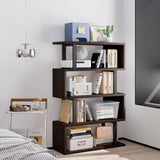 SORCEDAS Bookshelf Geometric Bookcase S Shaped Industrial Bookshelf Storage Display Stand Shelf for Living Room Bedroom and Office Room (Black, 4 Tier) SORCEDAS