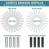 Foyucool Electric Eraser, USB C Rechargeable Pencil Eraser with 220 Eraser Refills, 2 Eraser Sizes, Comfort Grip Art Eraser for Drawing, Ideal for Artists, Students, Sketch, Engineers, Black Foyucool