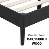 NTC Inno King Wooden Bed Frame with Headboard - Solid Oak & Rubber Wood, Burnt Black Finish NTC