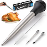 Zulay Kitchen Stainless Steel Turkey Baster for Cooking - Food Grade Metal Turkey Baster Syringe & Silicone Suction Bulb - Turkey Baster Large Size - Includes 2 Detachable Needles and Cleaning Brush Zulay Kitchen