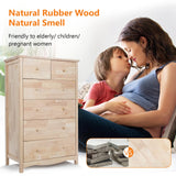 VINGLI Upgraged Unfinished 6 Drawer Dresser for Bedroom Natural Solid Wood Dresser Color DIY, Rustic Farmhouse Tall Dresser with Spacious Storage Chests of Drawers with Full Extension Drawer Slides VINGLI