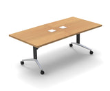 8 Person Conference Tables Meeting Seminar Fold Up Model 6727 1pc Color Beech X-Thick Tops, Luxury Chrome Base & Casters, Ready to Use. (Tables, Power Bars Included, Seating NOT Included) TeamWORK Tables