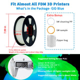 ZIRO Glow in The Dark Filament, PLA Filament 1.75mm, Luminous 3D Printer Filament, Strong Glow Effect 1KG(2.2lbs) Spool, Dimensional Accuracy +/- 0.03mm, Fit Most FDM 3D Printers, Blue ZIRO