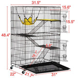 Yaheetech 49'' Collapsible Cat Cage 4-Tier Metal Cat Kennel Ferret Enclosure Chinchilla Cage with Rotating Casters/Ramp/Ladders/Hammock for Indoor Kitten Yaheetech