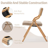 HOMEFUN Folding Chairs with Cushion, Wooden Padded Folding Chairs 4 Pack, Portable and Assembled Folding Dining Chair for Guests Kitchen Office Wedding and Party, Khaki HOMEFUN