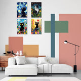 4 Pack Framed Paint by Numbers Kit for Adults Beginner Canvas Painting by Numbers for Adults Black Cat Easy Adult Paint by Number Kits with Frame Starry Night Watercolor Painting by Number 8x12 Inch obterie