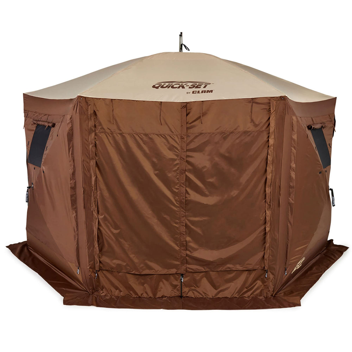 CLAM Pop Up Screen Tent, Outdoor Camping Gazebo Canopy, Pavilion, 12.5', Brown CLAM