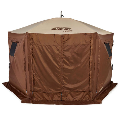 CLAM Pop Up Screen Tent, Outdoor Camping Gazebo Canopy, Pavilion, 12.5', Brown