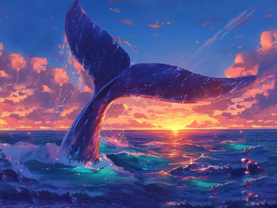 Reofrey DIY Diamond Art Painting Kits for Adults Whale, Diamond Art Ocean Full Drill Round Rhinestone, Cross Stitch Embroidery Canvas for Crafts Decor (30x40 cm/ 12x16 inch)