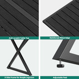 YITAHOME 5 Piece Patio Dining Set Outdoor Furniture Stackable All-Weather Comfortable Rope and Rattan Chairs Metal Frame with Faux Wood Tabletop for Courtyard Backyard Poolside Balcony, Black & Grey YITAHOME