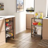 SINGAYE 3 Small Shelves Storage Shelf Wire Shelving Unit Metal Shelf Adjustable Organizers Storage Shelving with Wheels for Bathroom Laundry Room Kitchen Pantry12”D x 18”W x 30.5”H Black SINGAYE