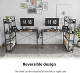 Treesland 47 Inch L-Shaped Computer Desk with Bookshelf and Storage Solutions in Black Treesland