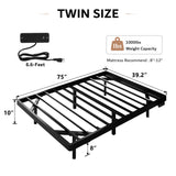 iPormis Twin Size Floating Bed Frame with LED Lighting and Charging Station, Metal Platform Design, Noise-Free Assembly, Black iPormis