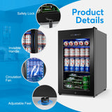 Beverage Refrigerator 17 inch Wide - 126 Can Beverage Cooler with Glass Door | Counter-Top/Freestanding Mini Beverage Beer Fridge | Temperature Memory | Invisible Door | Perfect for Soda, Beer FoMup