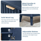 LEYAOYAO 48" Fluted Lift Top Coffee Table with Hidden Storage & Adjustable Shelves, Lifting Tabletop Large Rectangular Coffee Tables, Mid Century Modern Wood Center Table for Living Room, Nave Blue LEYAOYAO