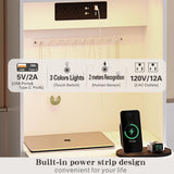 Small Vanity Desk with Mirror and Lights, Makeup Vanity Table with Drawers for Small Space, Compact Mini Corner Vanity Set Dressing Table - Charging Station & Human Motion Sensing for Bedroom (White) HWB