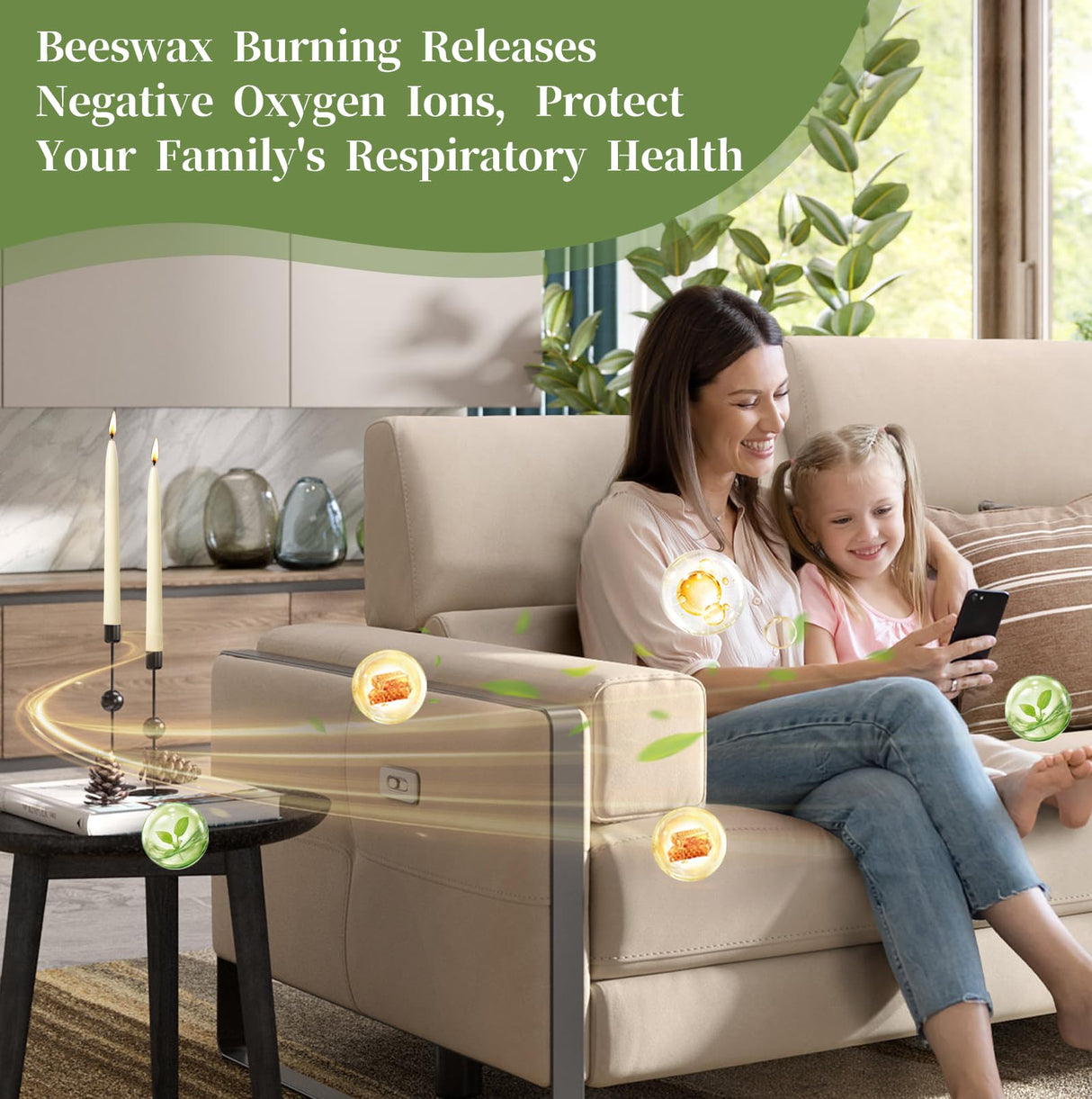 9 in Beeswax Taper Candles,6 Pack Dripless Pure White Beeswax Candle Sticks,10 Hours Long Burning Natural Bees Wax Candles for Home,Unscented Smokeless Tapered Candlesticks for Dinner MAKALONE