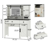 Loomie Farmhouse Vanity Desk with Sliding Mirror & Lights, Makeup Vanity Table with Power Outlet, 2 Drawers, 2 Cabinets & 2 Cubbies, Dressing Table with 3 Color Lighting Modes for Bedroom (White) Loomie