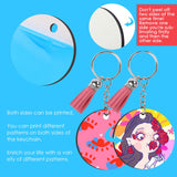 HTVRONT Sublimation Keychain Blanks Bulk - 120Pcs Sublimation Blanks Keychain with Blue Protective Film - MDF Round Keychain with Tassels - Heat Transfer Keychain Blanks Double Sided HTVRONT