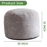 HIGOGOGO Round Stuffed Pouf Ottoman, Corduroy Poufs with Foam Chunk Filling, Furry and Fluffy Pouf Foot Stool Storage Ottoman, 20 X 15 Floor Poufs Foot Rest for Living Room, Grey HIGOGOGO