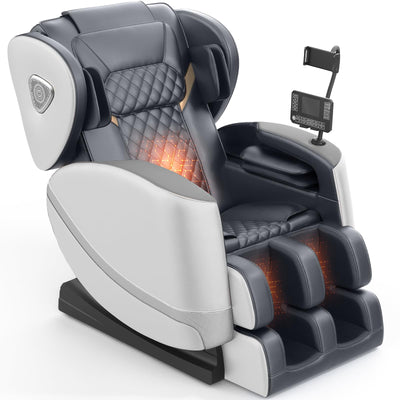 FURNIMAT 2025 Massage Chair Full Body, Zero Gravity Massage Chair with 10 Fix Rollers, Heating, Foot Massage, Auto Modes, Bluetooth Speaker, Touch Screen Controller (Light Gray)
