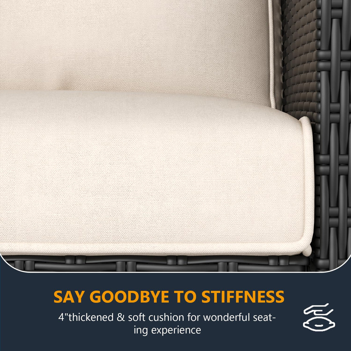 FUARTIO 10 Pieces Outdoor Patio Furniture Set with Fire Pit Table, Wicker Patio Sectional Set Conversation Wicker Swivel Chairs with Small Side Table FUARTIO