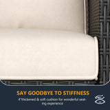 FUARTIO 10 Pieces Outdoor Patio Furniture Set with Fire Pit Table, Wicker Patio Sectional Set Conversation Wicker Swivel Chairs with Small Side Table FUARTIO