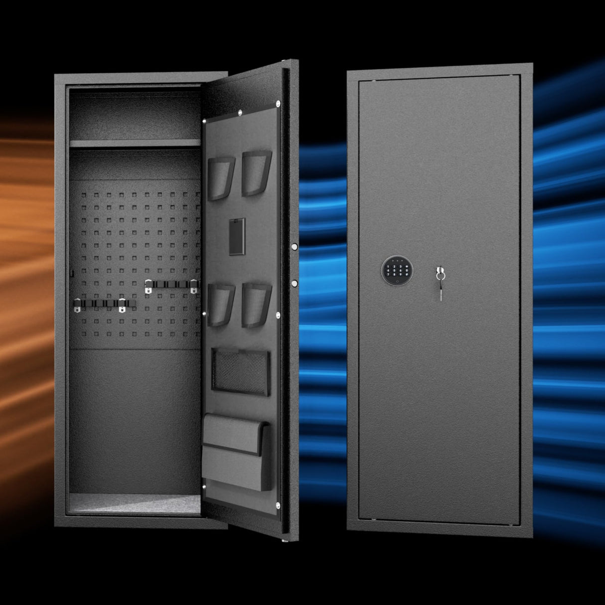 Bonusall 10-14 Rifle Gun Cabinet,Home Gun Safe for Rifles and Pistols,Keypad Gun Safe for Rifles with Lock,Quick Access Gun Safes & Cabinets with Removable Shelf,Handgun Pockets Bonusall