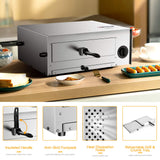 Electric Pizza Oven, Stainless Steel Pizza Baker With Auto Shut-off, Handle, Removable Pizza Tray, Countertop Pizza Maker For Kitchen & Commercial Use COSTWAY