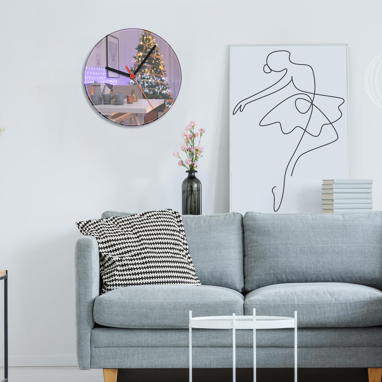 Briwooody 6 Pcs Sublimation Blank Clocks Wood DIY Wall Clock Round Printing Wall Clock Battery Operated Clock for Halloween Christmas Thanksgiving Day School Home Decor(9.8 Inch) Briwooody