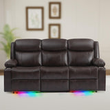 Power Recliner Sofa with LED Lights, USB Charging & Console – PU Leather Wall Hugger Couch for RV, Home Theater & Living Room Electric Reclining Sofa with Cup Holders& Zero-Wall Clearance Design LURVIA