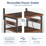 Casaottima Bakers Rack with Power Outlet & LED Lights, Coffee Bar with Storage 5-Tiers, Microwave Stand Kitchen Shelf 16.5 * 23.6 * 59 inches, Kitchen Coffee Rack, Rustic Brown Casaottima