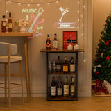 Eyteenokk Floor Standing Freestanding Whiskey Rack: 3 Tier Wine Rack Mini Bar Table Corner Wine Bottle Display Stand Liquor Cabinet Bar, for Bottles,Cocktail Shaker,Mugs Eyteenokk