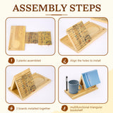 Wooden Triangle Book Stand with Drink Holder, Library Card Design Book Holder Page Rest, Night Stand Book Holder with Pen Slot, Gift for Book Lovers, Readers, Librarians, Writers Tanfeine