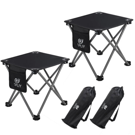 Opliy Camping Stool 2 Pack,13 Inch Portable Folding Stool for Outdoor Gardening and Beach Hiking Fishing,Foot Stool with Carry Bag (Black) Opliy