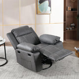 Massage Recliner Chair for Adults,360 Degree Manual Swivel Rocker Recliner with Heat and Vibration,PU Leather Glider Rocking Reclining Chair for Home Theater Seating,Lounge,Nursery,Living Room(Grey) JEEOHEY
