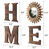 CHIF HAUTH Wood Home Sign with Sunflower Shaped Wood Mirror for O, Thick Home Letters for Wall Art, Rustic Home Decor, Home Wall Decor Hanging Farmhouse Wall, Living Room, Kitchen, Entryway CHIF HAUTH